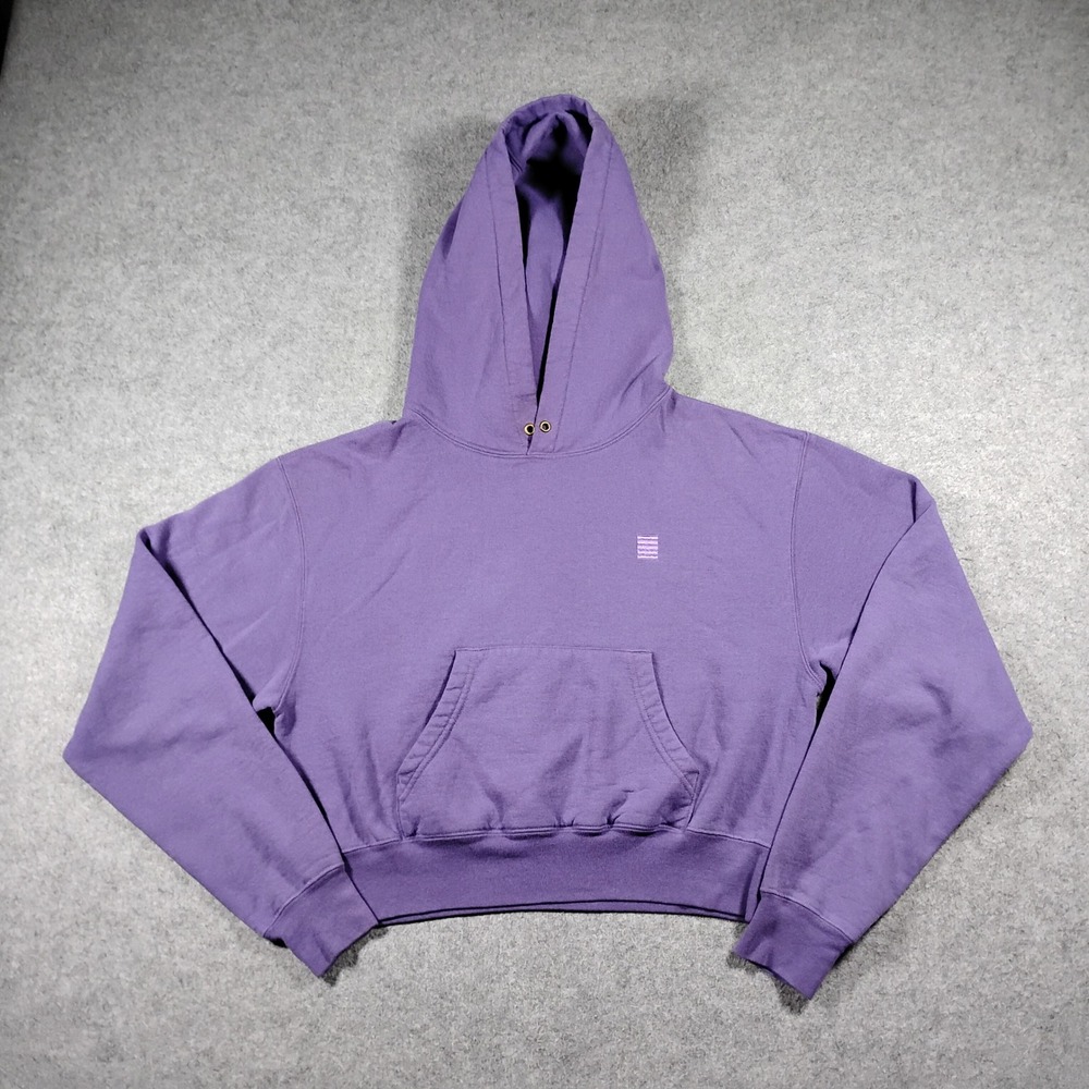 Yellow Label Co. Women's Purple Cropped Pullover Fleece Hoodie Sweatshirt Size S